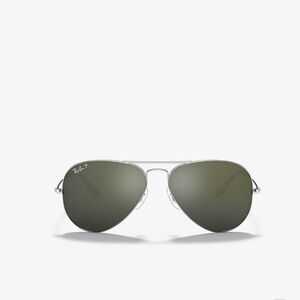 NEW Ray-Ban Polarized Aviator Mirror, Silver/Gray